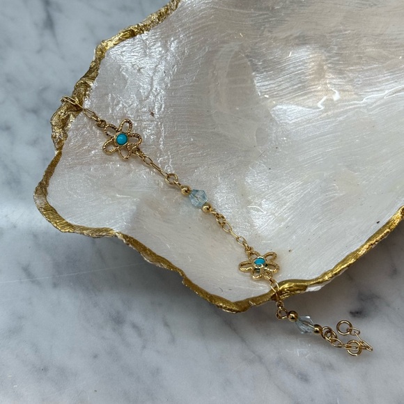 Girls Gold and Turquoise Floral Bracelet - Picture 3 of 3